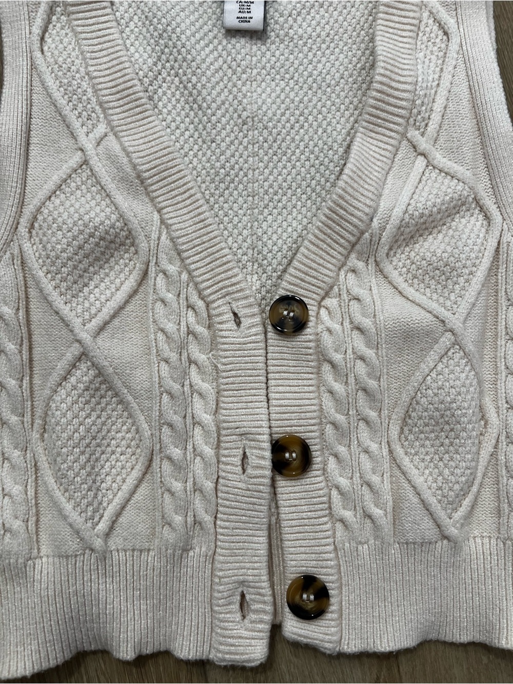 Sincerly Jules Cream Cable Knit Button-Front Sweater Vest - Picture 2 of 8